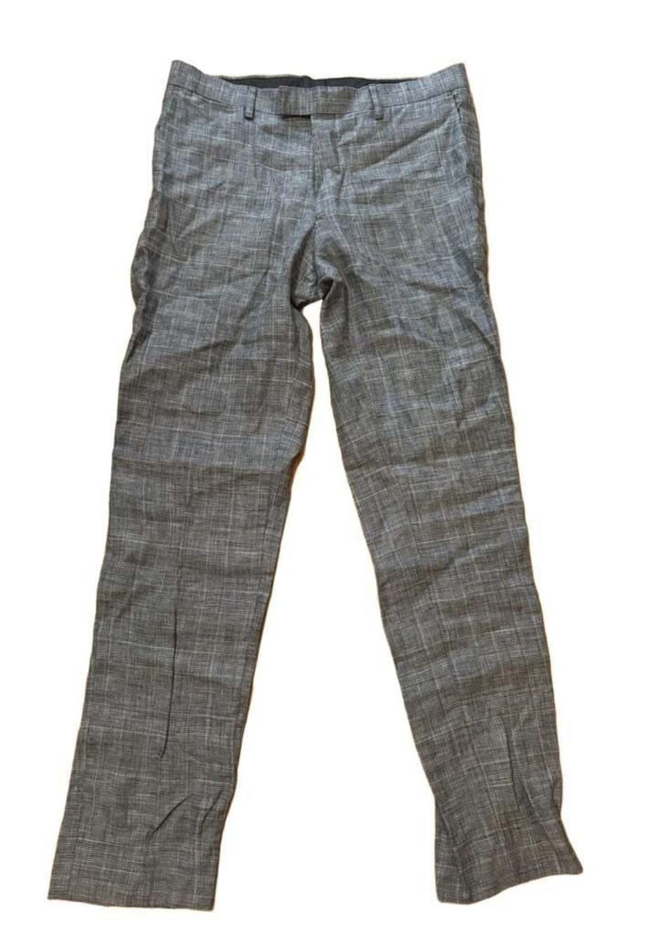 Men’s Banana Republic Standard Fit Gray Plaid Linen Dress Pants 31x34